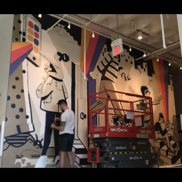 About 55 hours on top of my 40 hour work week to paint this. Couldn&rsquo;t have done it without my beautiful assistant @keen.hands .
.
.
.
#illustration #mural #art #duolingo #pittsburgh