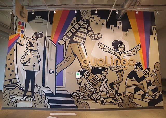 My first mural was finished last week! Very grateful that @duolingo trusted me with my vision. So happy with the result.
.
.
.
#illustration #duolingo #art #mural #pittsburgh