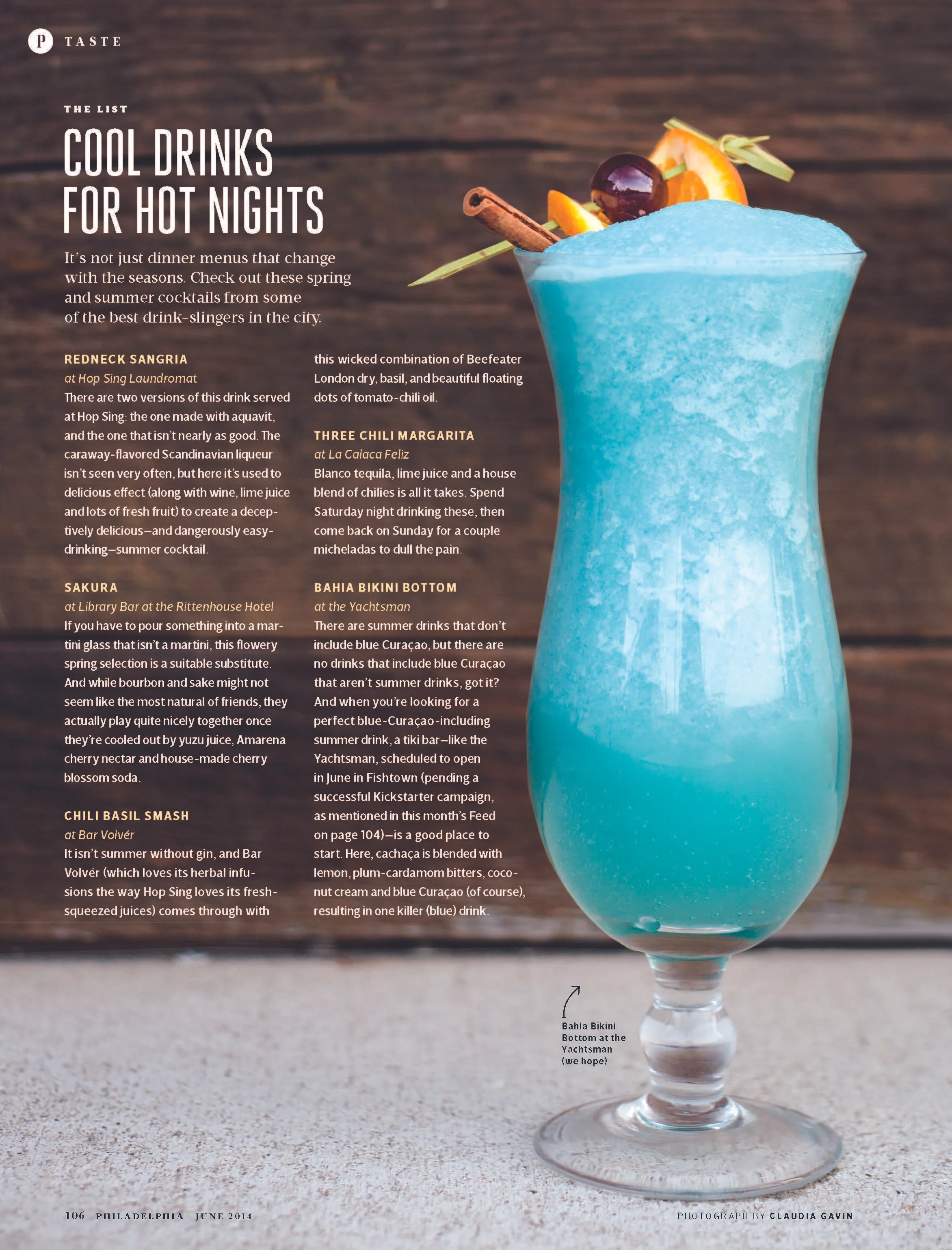 Philadelphia magazine | June 2014 | Cool Drinks for Hot Nights