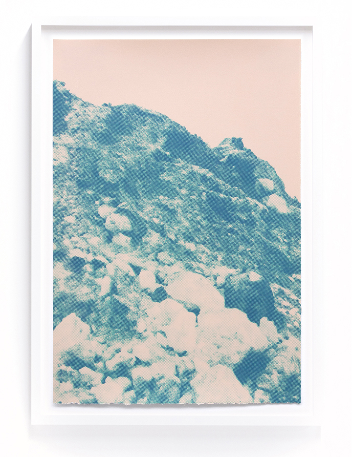 Print Club Hollywood Hills mountains peach teal green nature landscape limited edition fine art custom framed silkscreen print