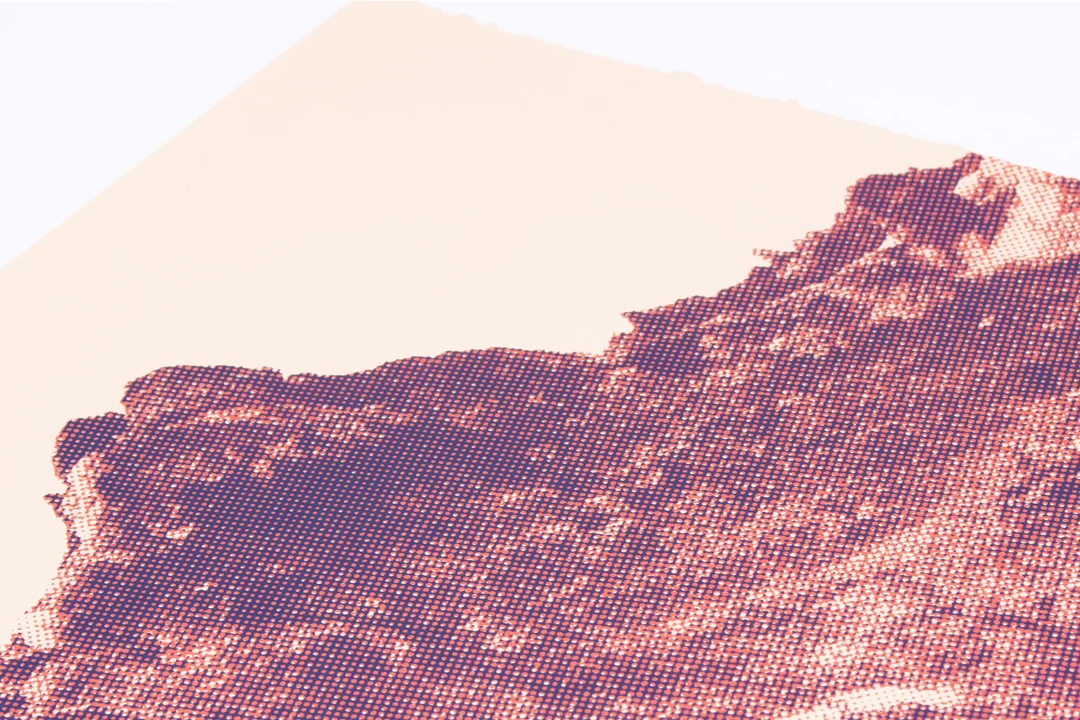 Print Club Hollywood Hills mountains peach red rust nature landscape limited edition fine art custom framed silkscreen print