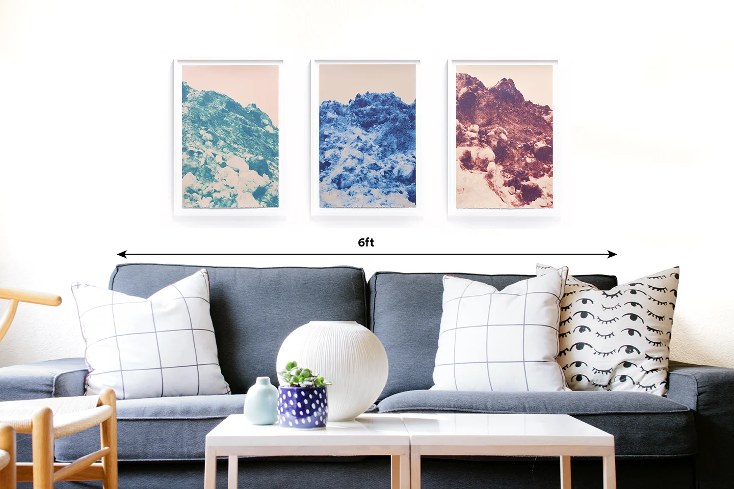 Print Club Hollywood Hills mountains peach teal green nature landscape limited edition fine art custom framed silkscreen print