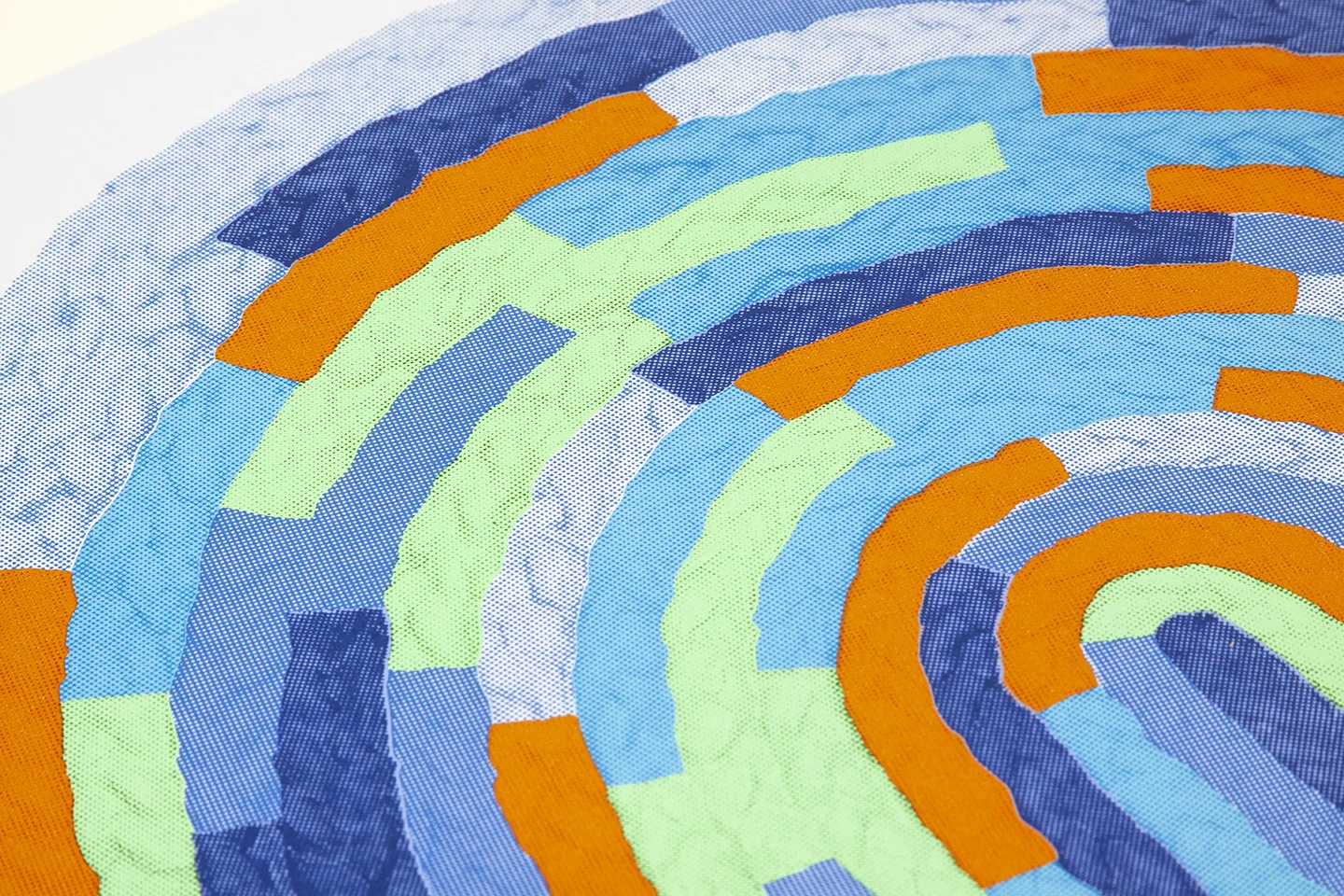 Amie Cunat Shaker braided rug Blue silkscreen limited edition fine art print custom framed