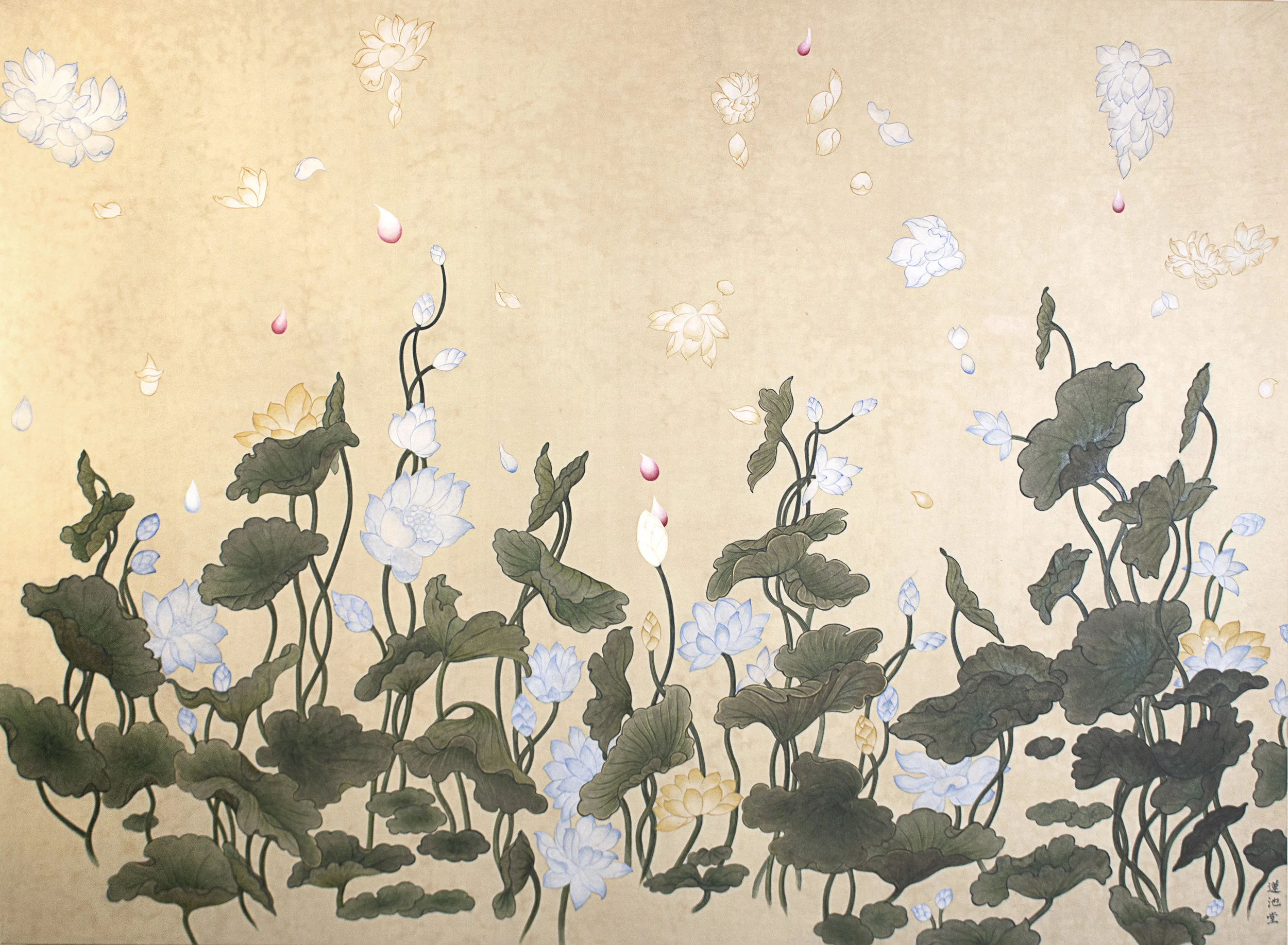 Moonlight Sonata Ground pigment,ink, Hanji paper on wooden panel 48x36x1.5 inches (122x92x4 cm)