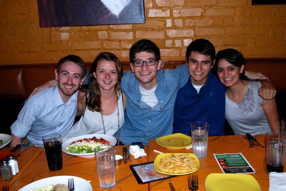 New Baby Class! Ciaran Foley '15, Sarah Reid '15, Jeremy Sabath '16, Dylan Schaffer '16, and Ratna Gill '16 are all smiles at Unos, Fall 2012.