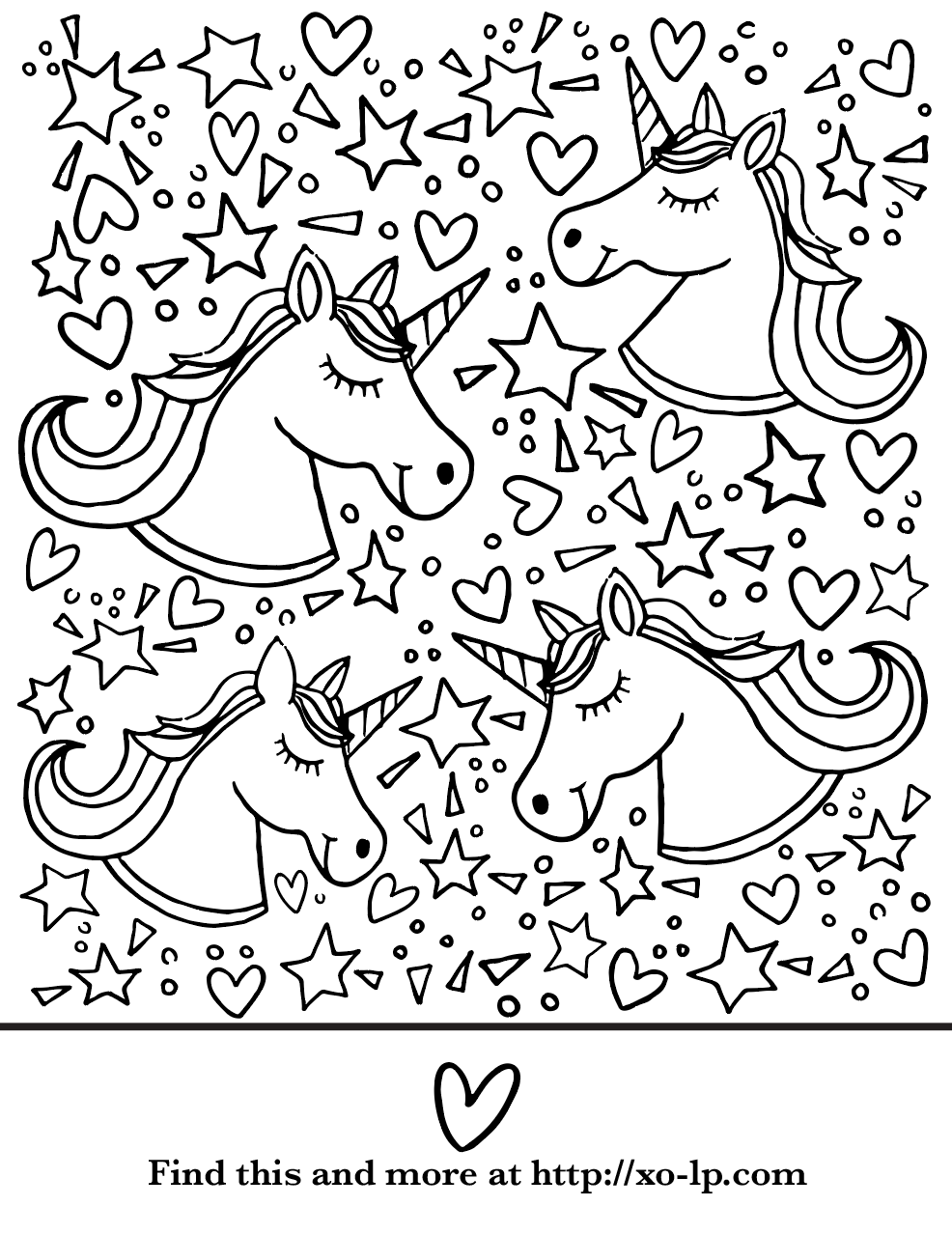 unicorn coloring page xo lp