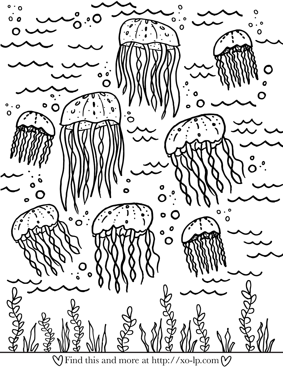 Jellyfish Printable Coloring Page — XO LP