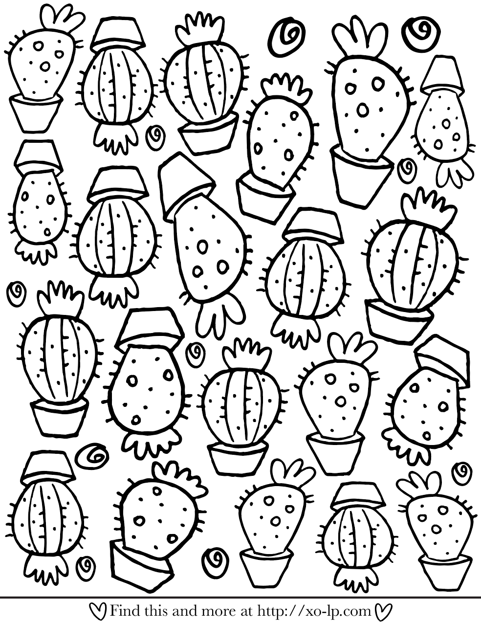 Cactus Printable Coloring Page — XO LP