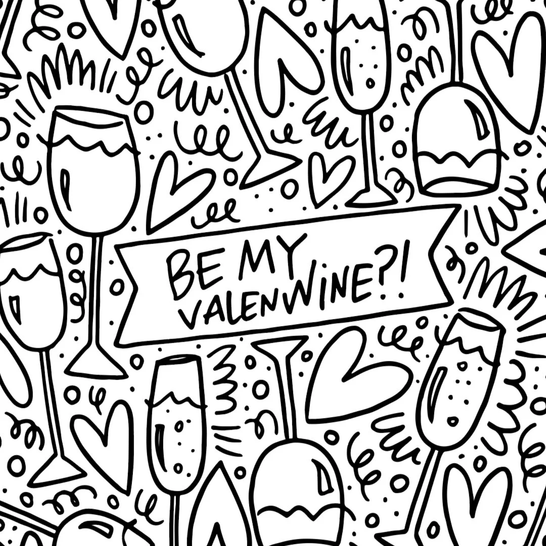 Be My Valen-wine Coloring Page