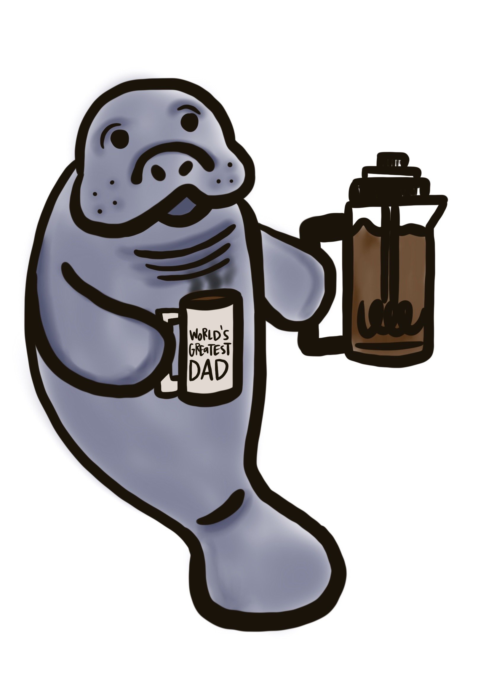 Manatee making coffee