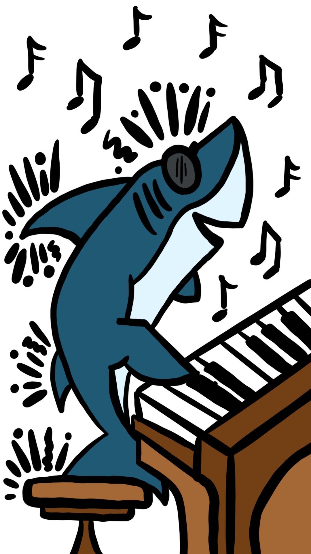 Shark on piano