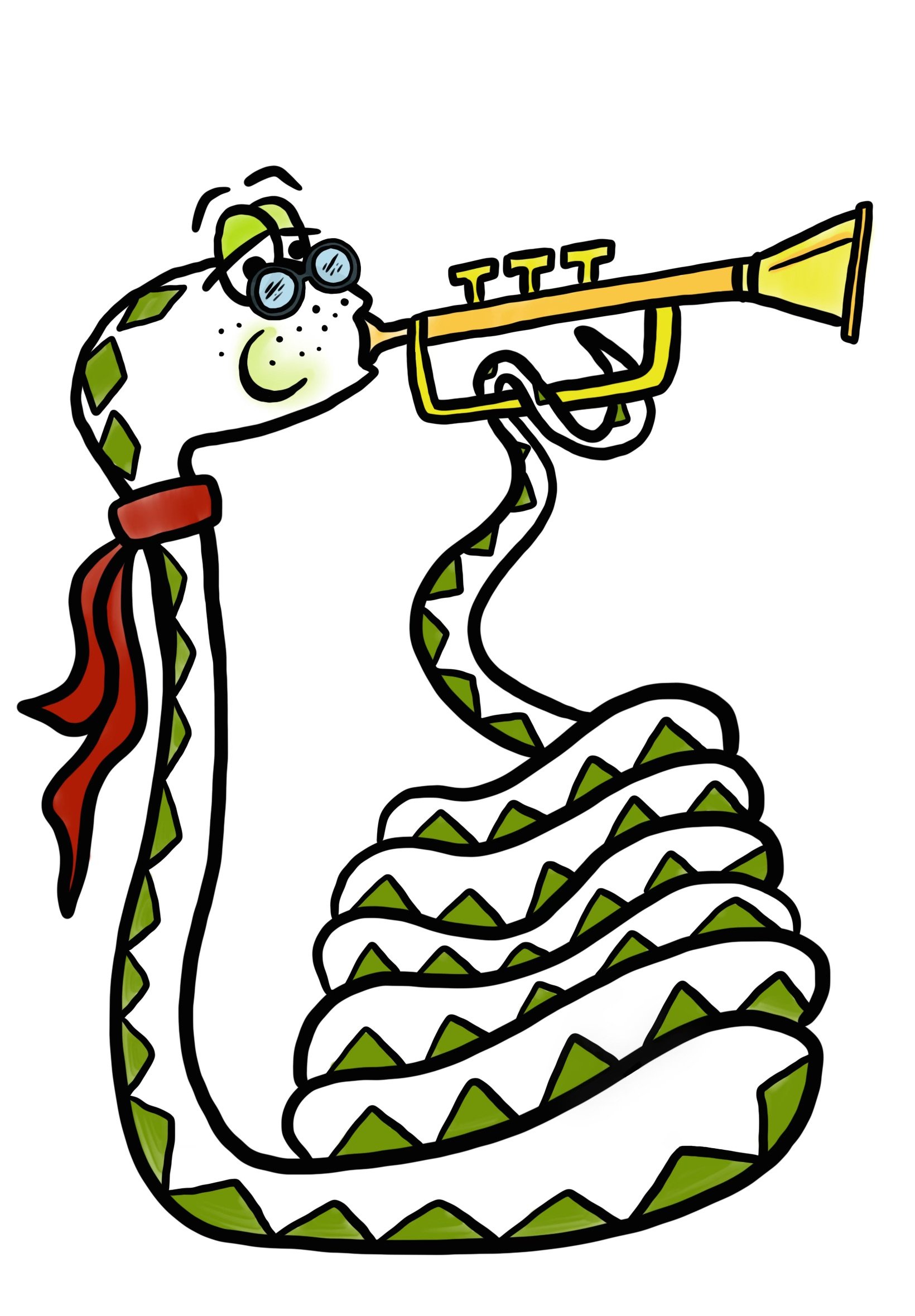 Snake playing trumpet