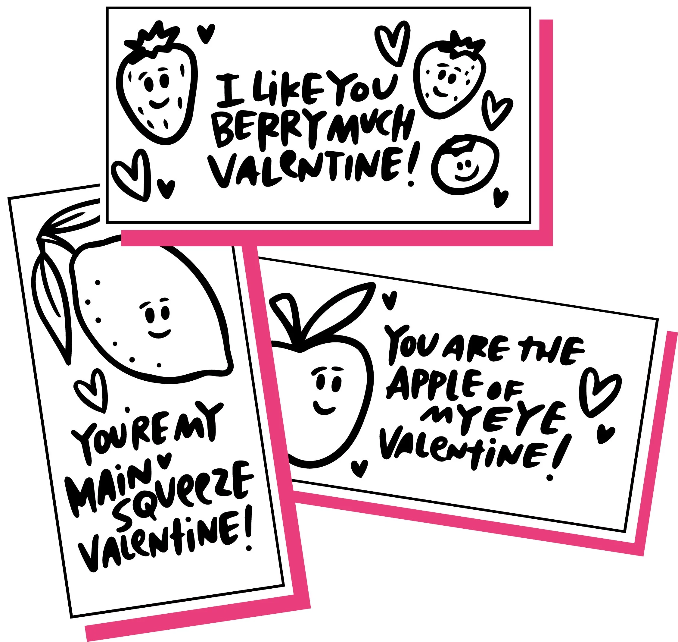 fruit pun valentine printable cards for kids