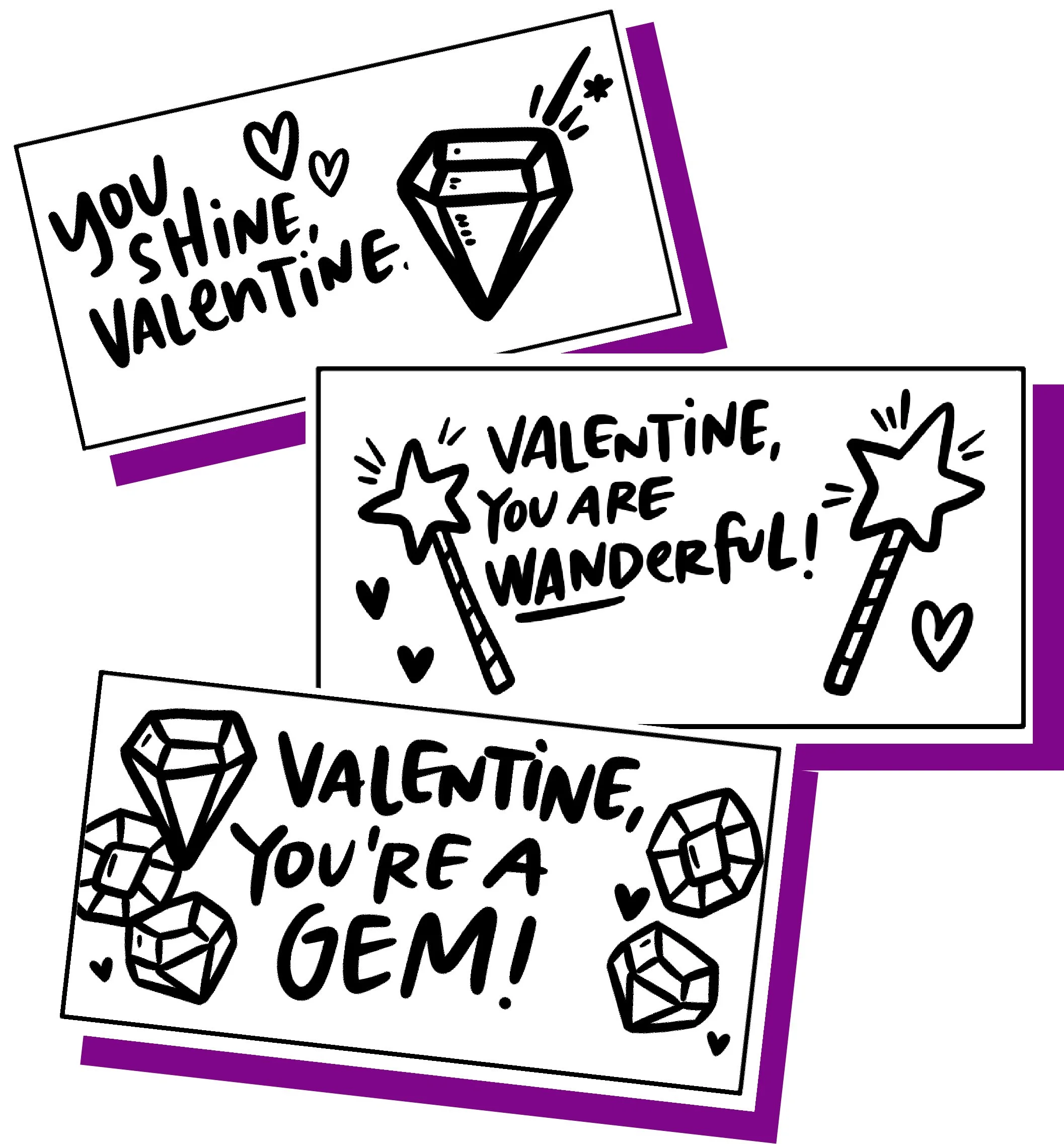 Sparkling Gem Valentines | Printable cards for kids