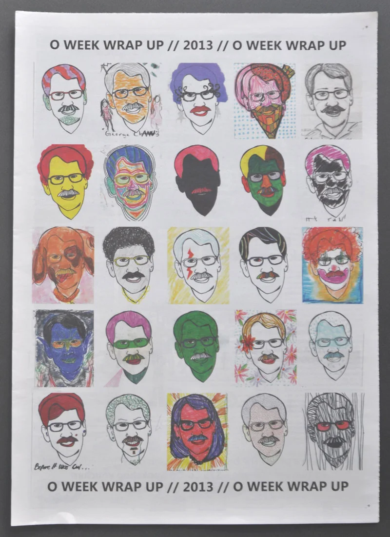 Colour-ian, designed a colouring in competition based on the face of ANU Vice-Chancellor Ian Young. Selected entries published in March Woroni 2013.