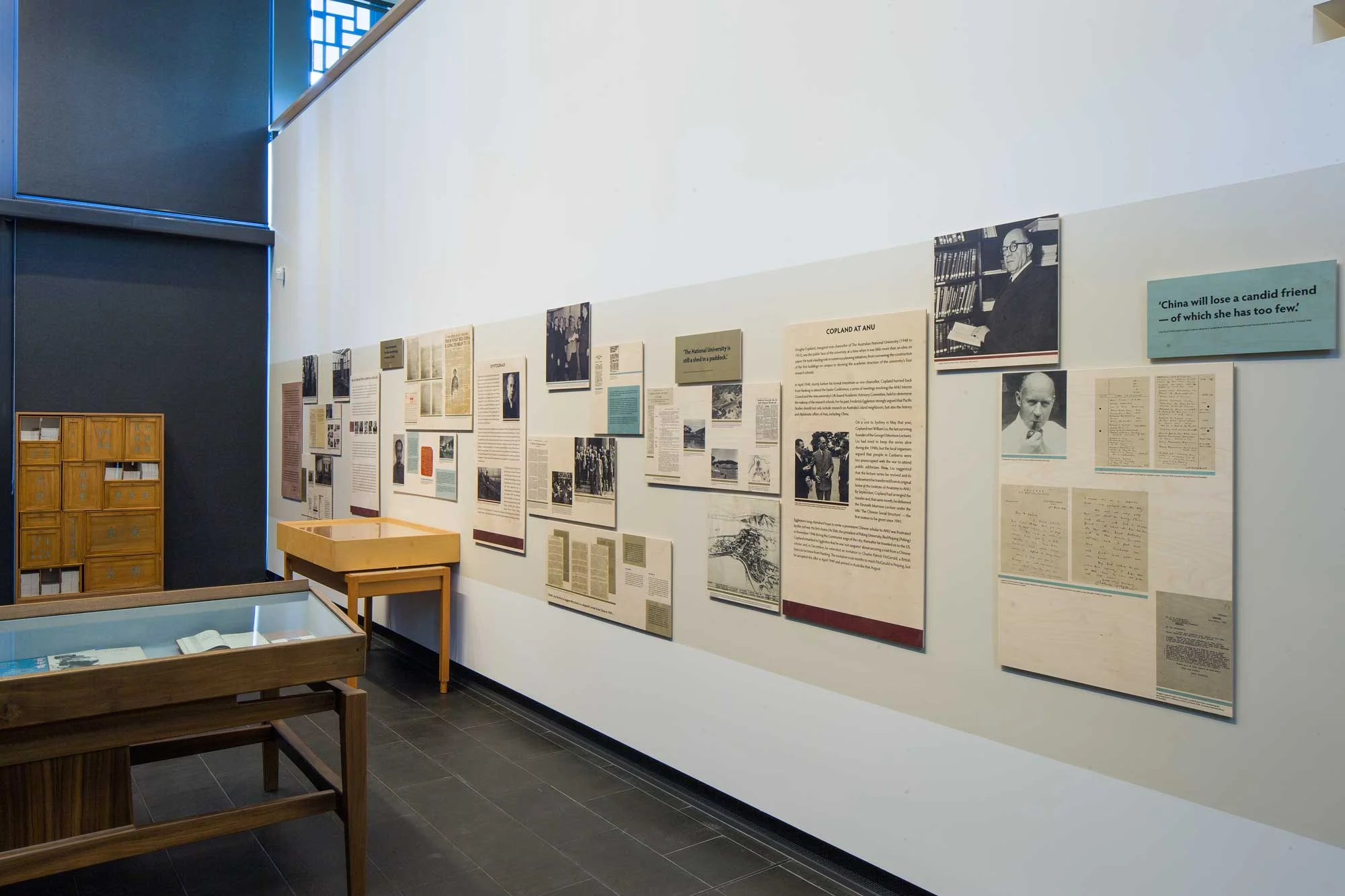 Exhibition panels for China & ANU — Diplomats, Adventurers, Scholar s, 2015. Photos: Stuart Hays
