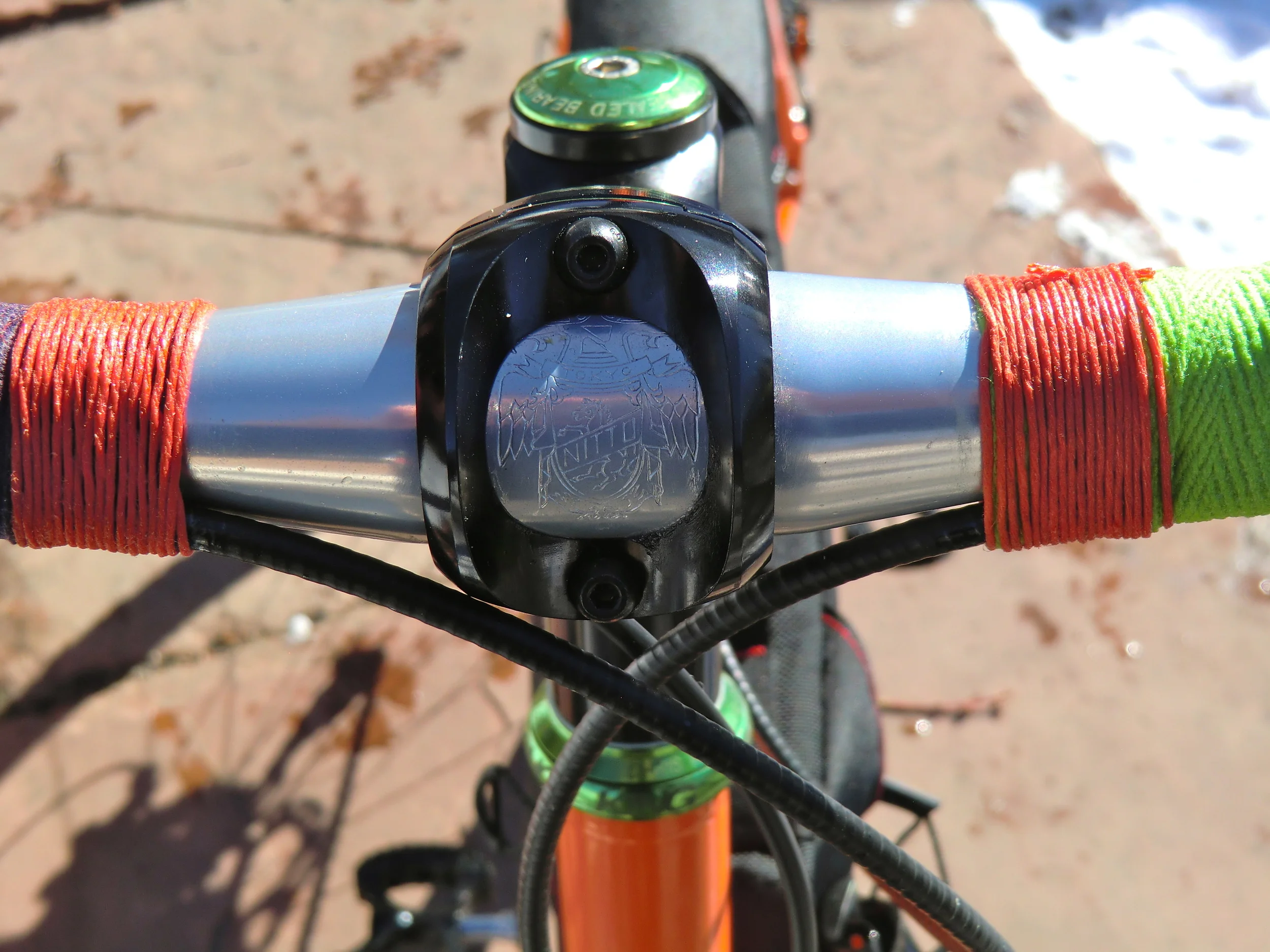 NITTO randonneur handlebars wrapped with Newbaum's cloth tape.