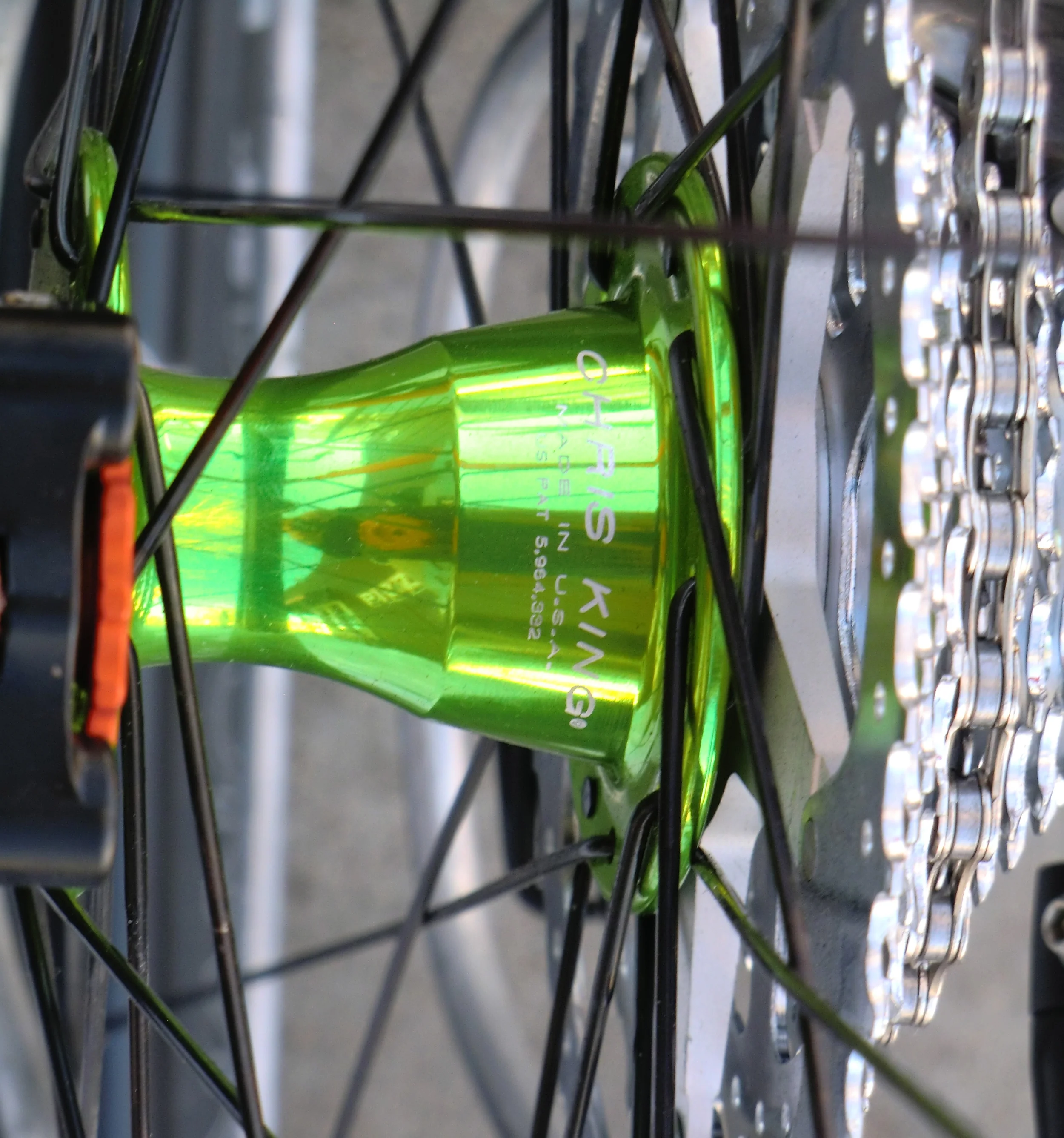 Chris King hubs in special edition Sour Apple. American Made.