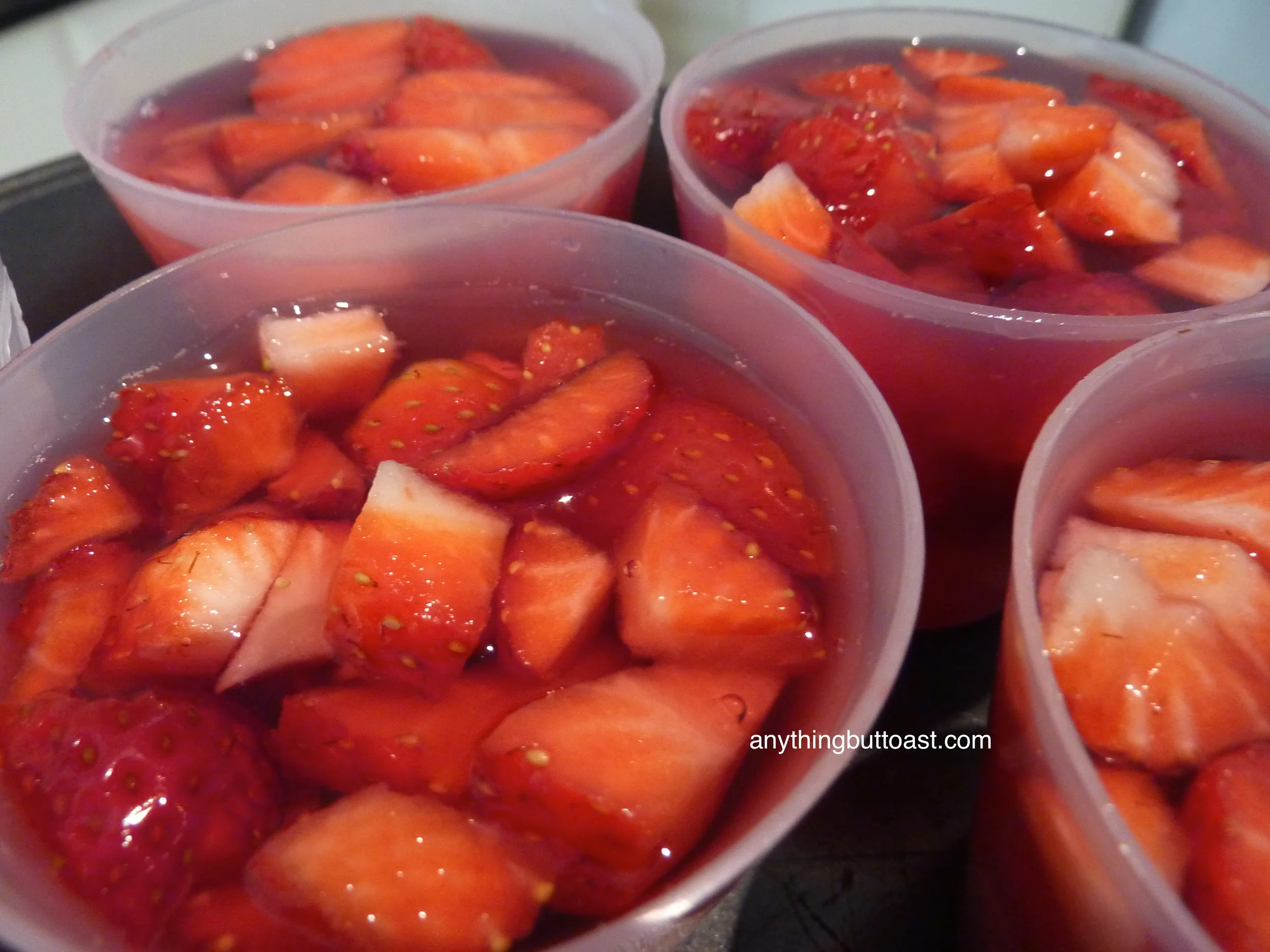 Strawberry jelly post diet, a very nice way to enjoy the glut of strawberries in season at the moment.
