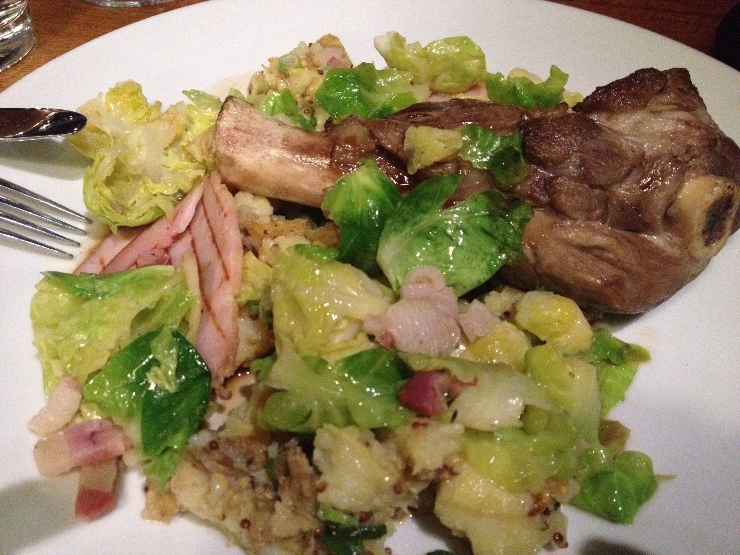 Lamb shank with brussel sprouts - a light take on the traditional heavy meal