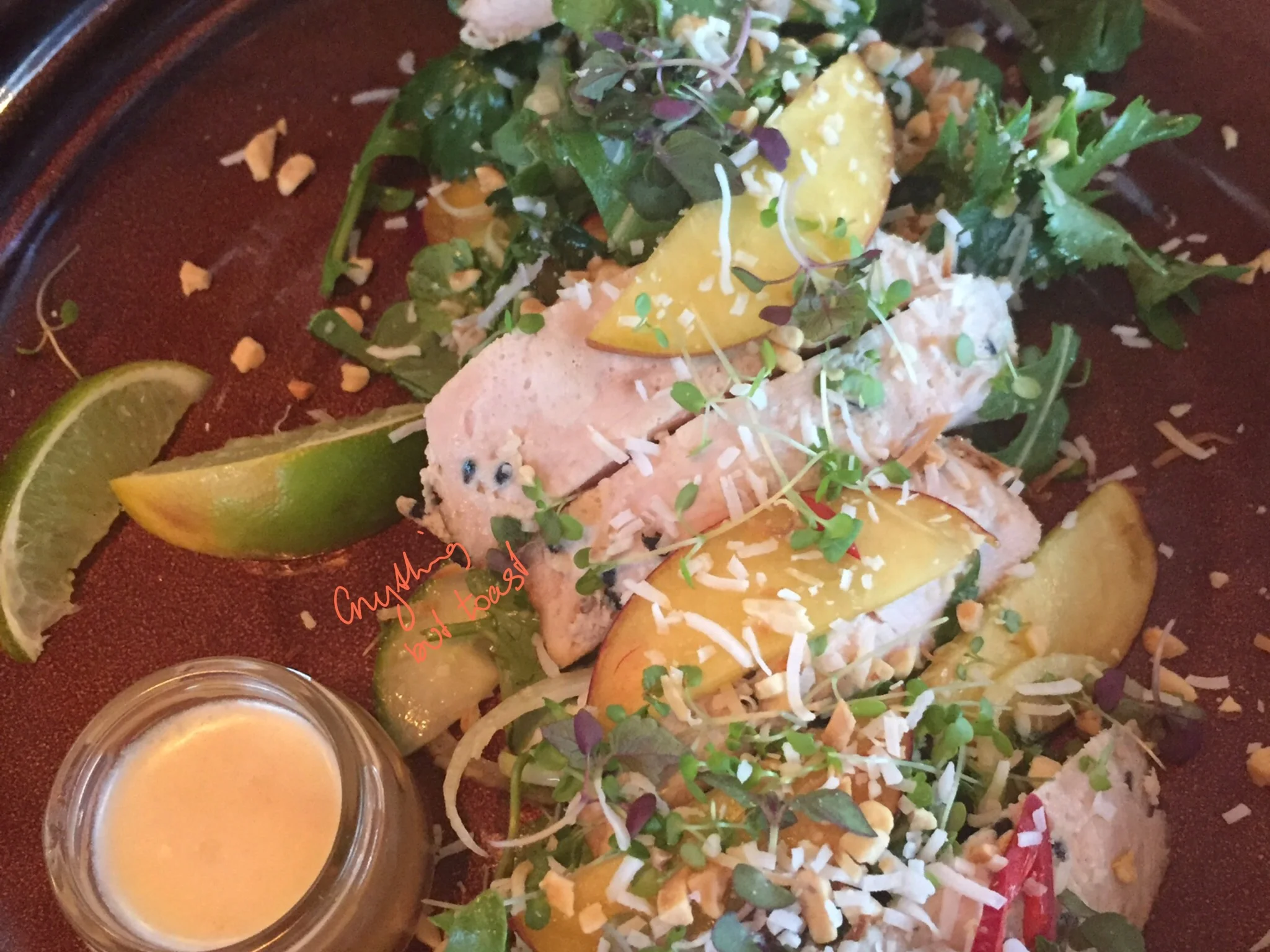 Chicken and Peach Salad w Nuoc Cham dressing @ Space, Woden