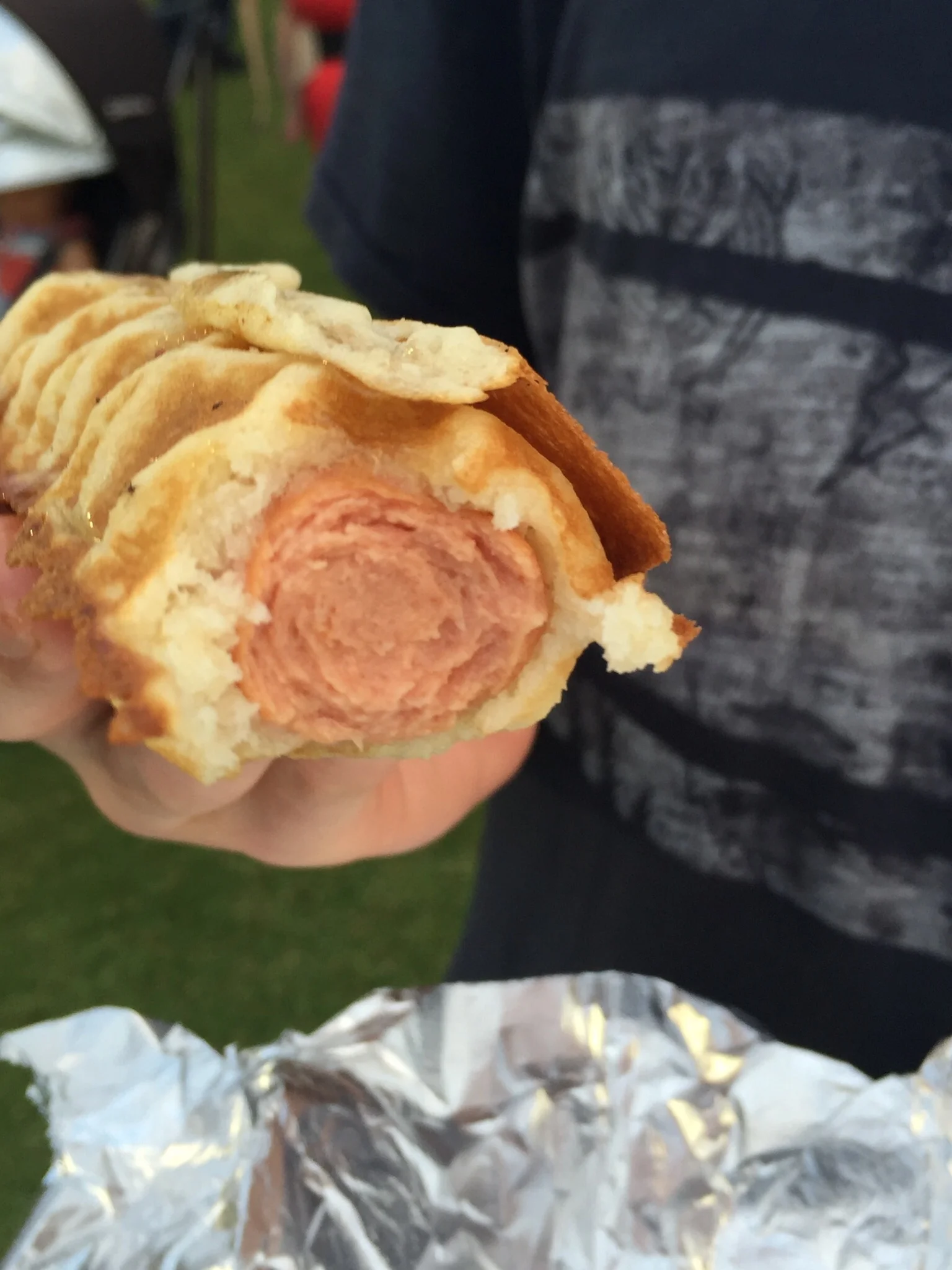 Lastly we have the waffle hot dog, I have no words except Mr. C did not finish it!