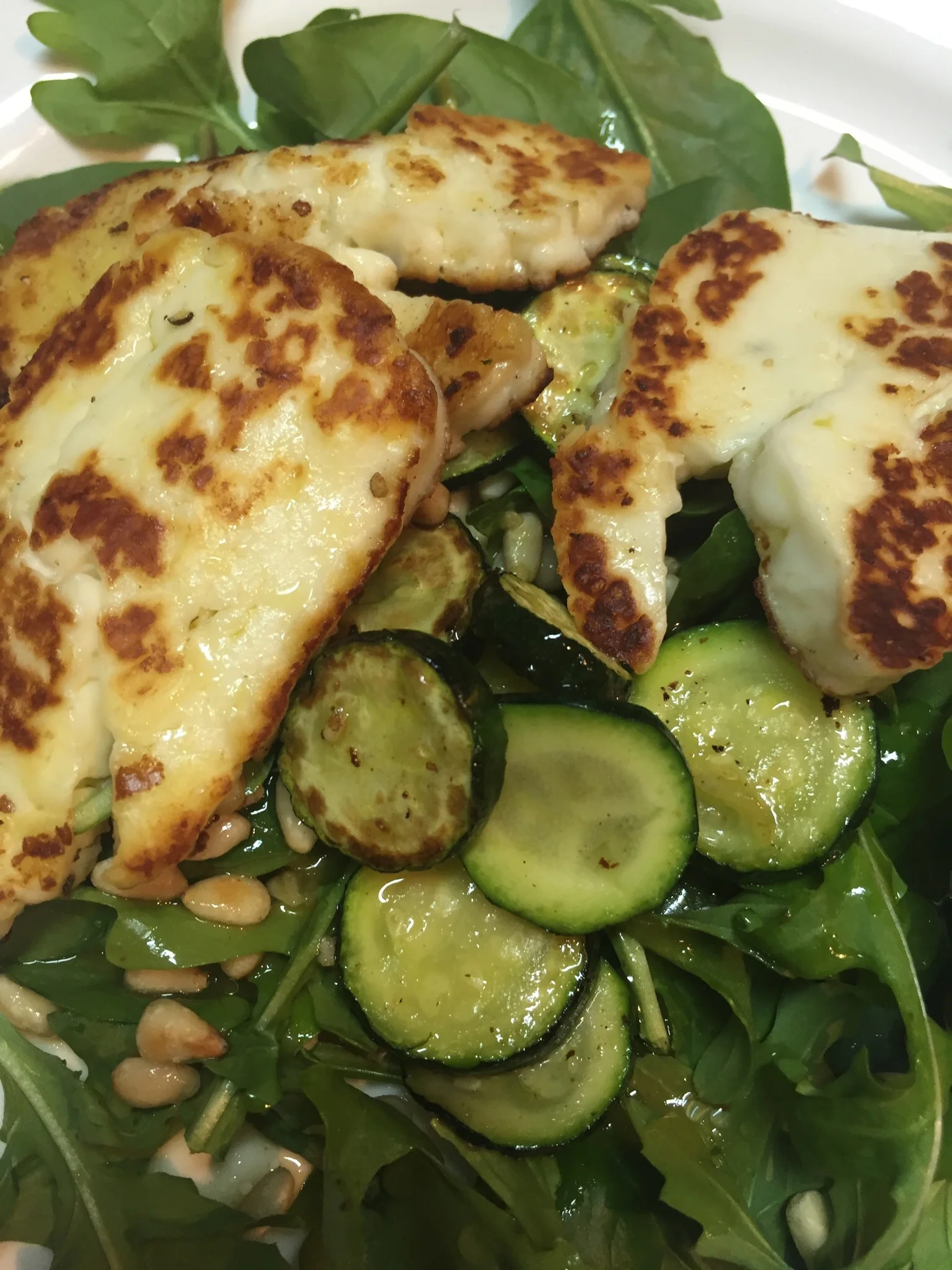 Haloumi aka squeaky cheese, the star of my salad.