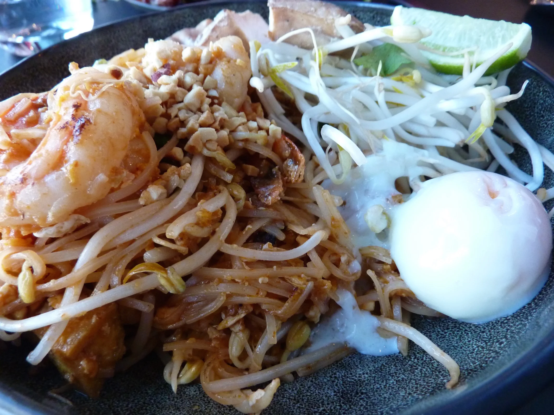 Prawns, noodles and a soft egg was delicious