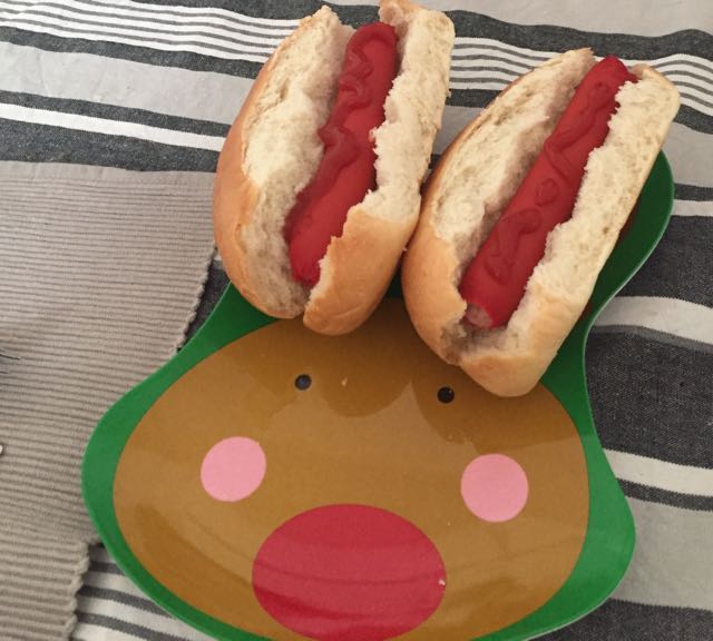 Served on the reindeer plate he has been eating off every Christmas for years.. just love traditions!
