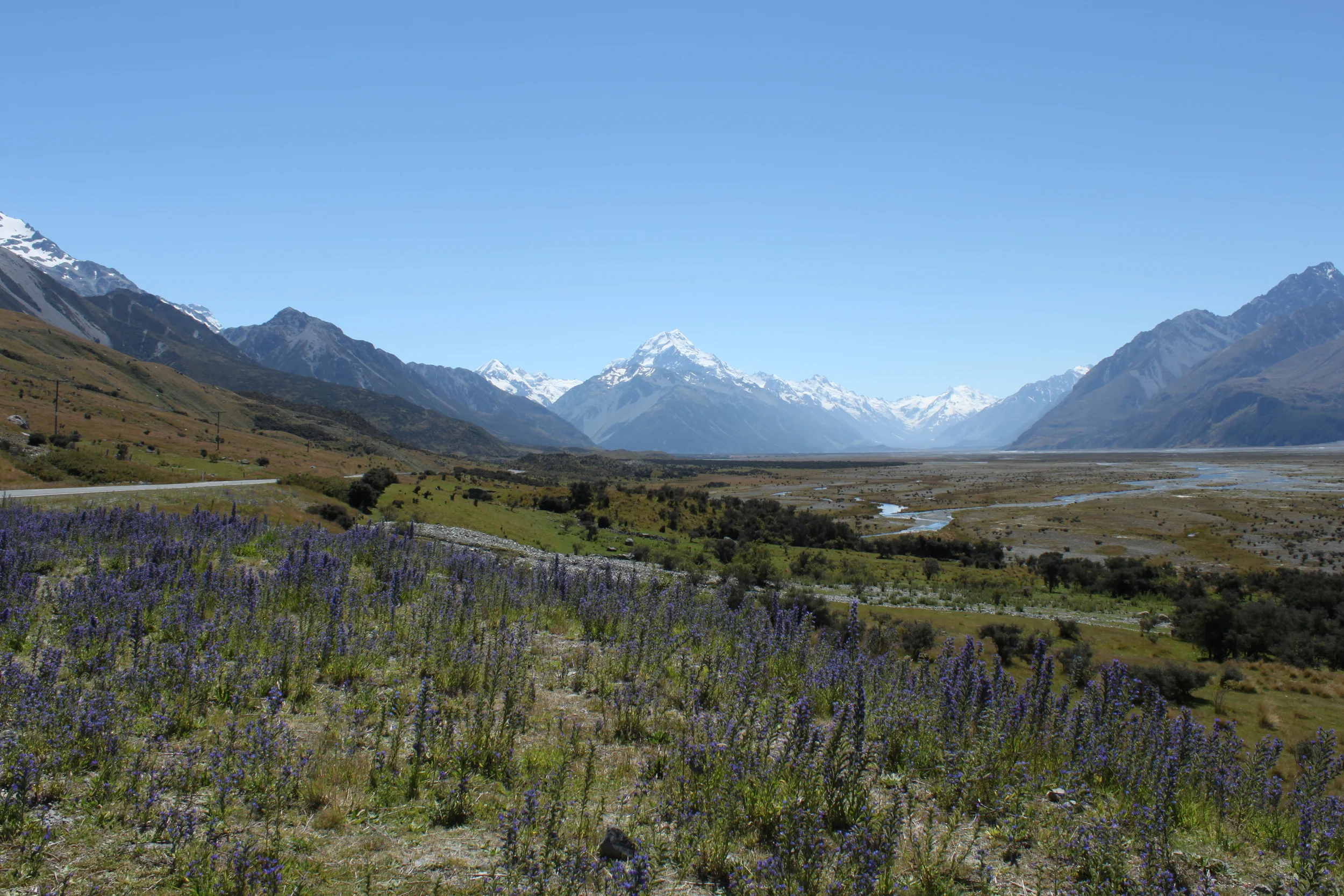 The valley leading up to Mount Cook.