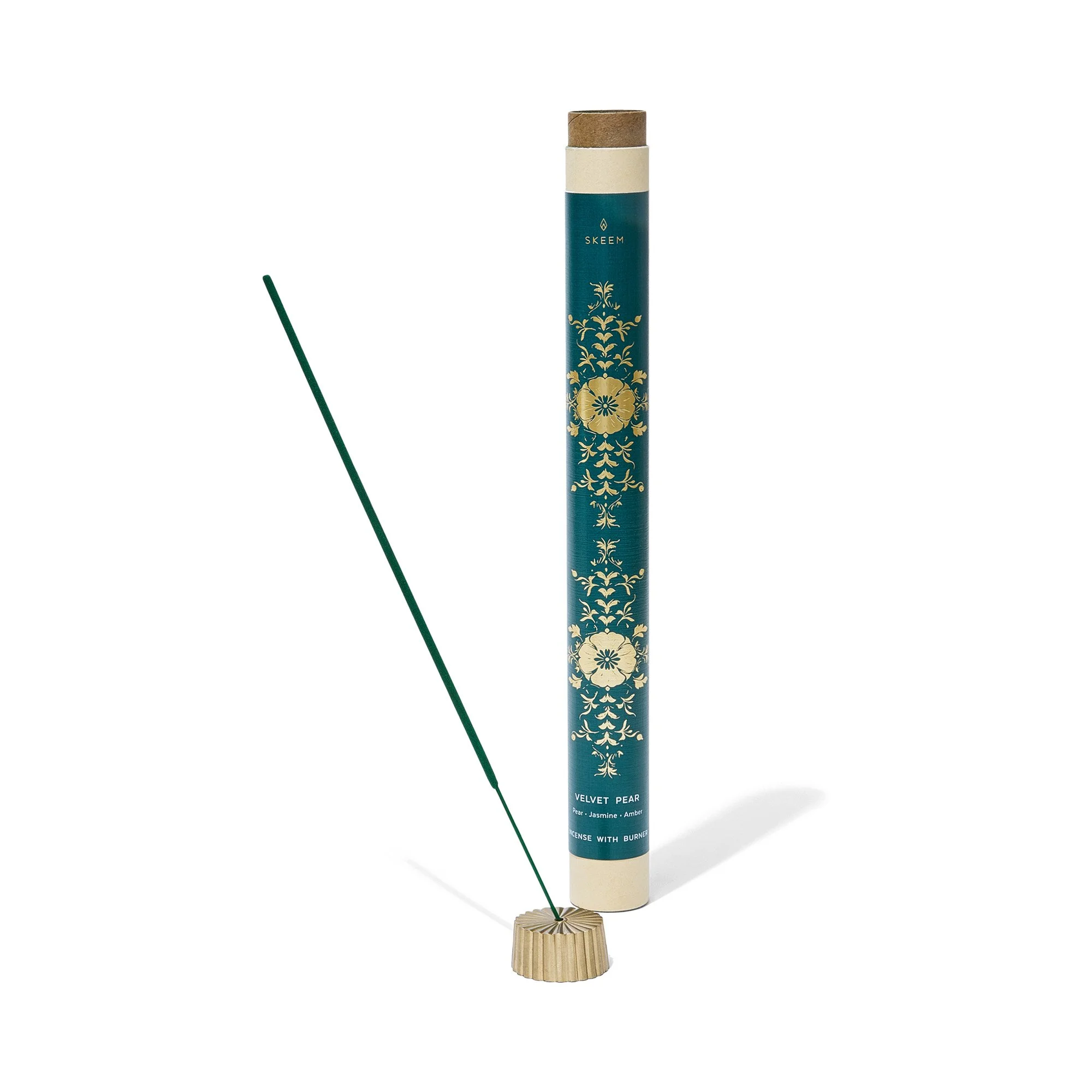 Velvet Pear Gilded Incense with Brass Holder