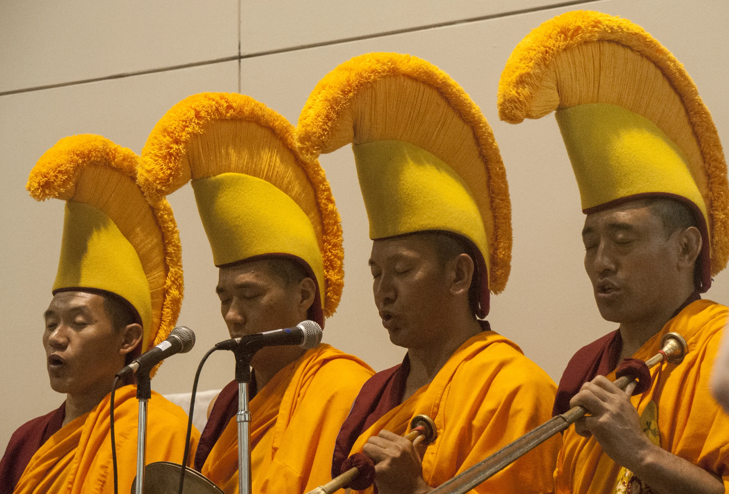 Tibetan Buddhist monks performing the ceremonial deconstruction chant