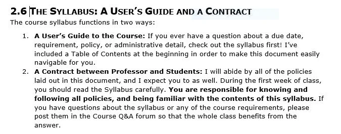 An example of how I frame my syllabus as a "user's guide and contract"
