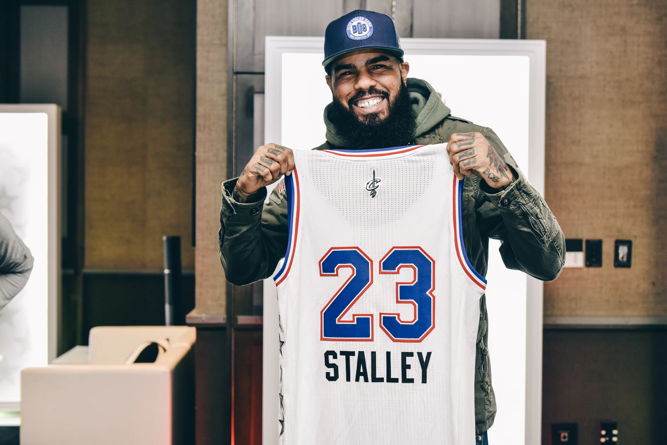 Stalley shows off his custom All Star jersey
