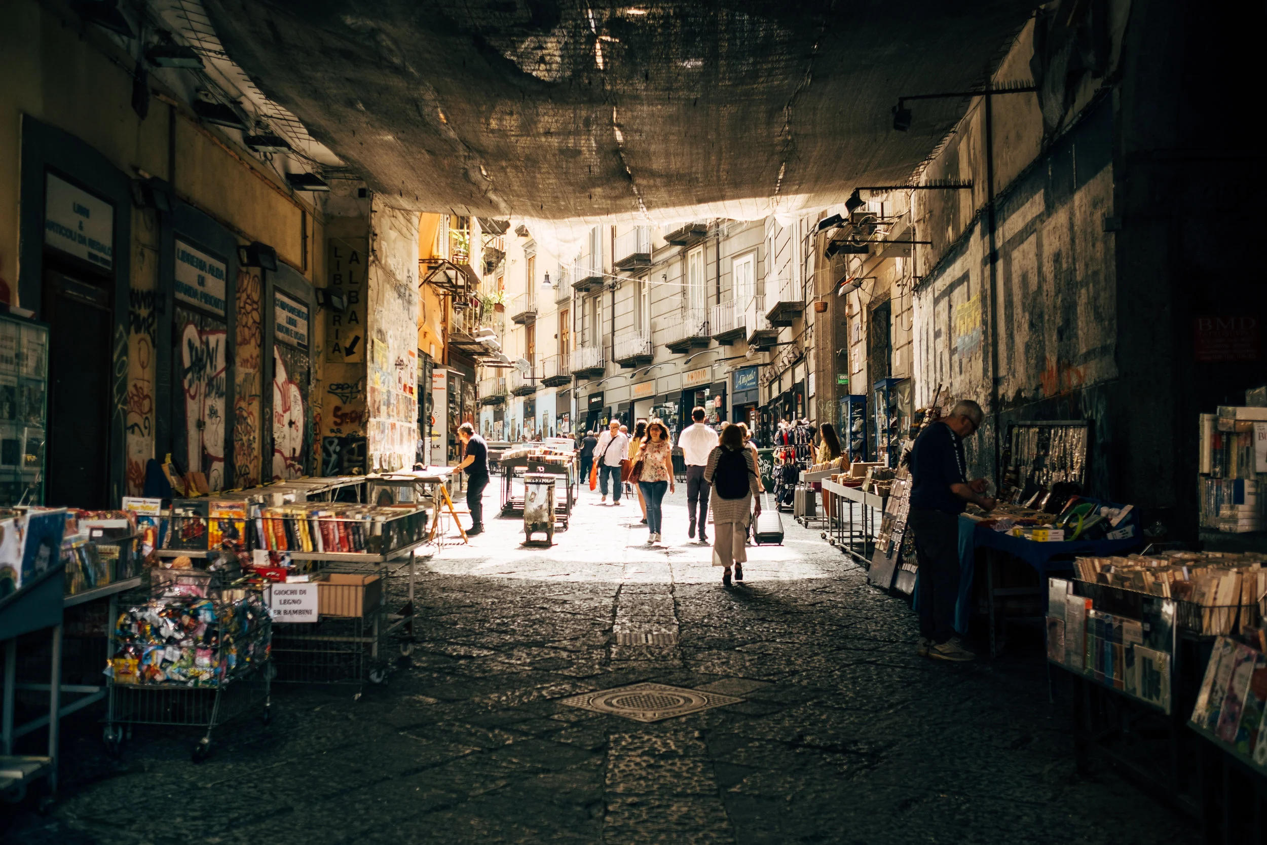 A walkway into the historic centre of Naples
