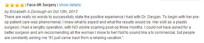 Vitals.com review from a facelift patient