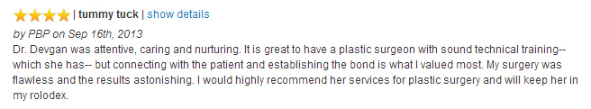 Vitals.com review from an abdominoplasty patient