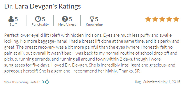 Verified patient review of Dr. Devgan from RateMDs.com.