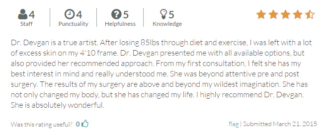 Verified review of Dr. Devgan from RateMDs.com.