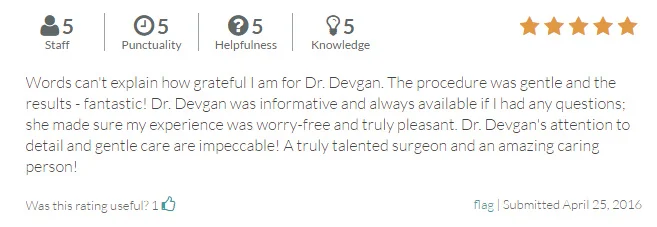 RateMDs.com review from a labiaplasty patient
