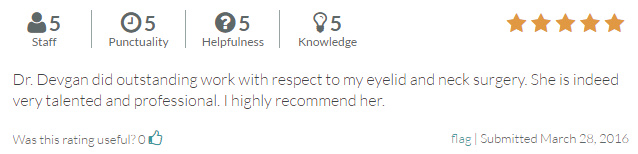 RateMDs.com review from a blepharoplasty and submental liposuction/ neck contouring patient