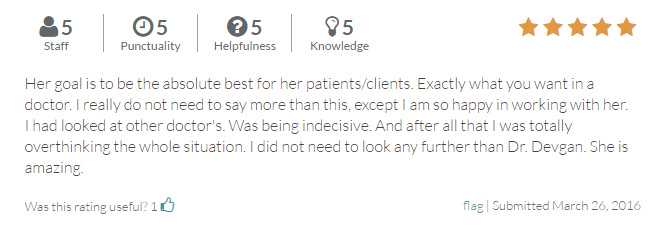 RateMDs.com review from a breast augmentation patient