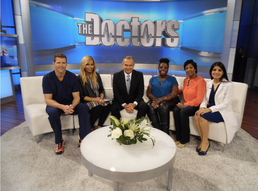 Dr. Devgan with Francine and the hosts of The Doctors.