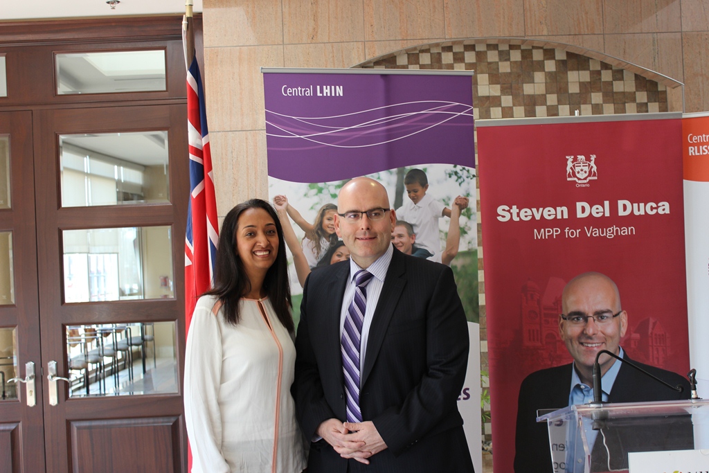 Roya Fereidooni (left), In-Form Physiotherapy and Rehabilitation Centre Clinic Owner, with Steven Del Duca (right), MPP Vaughan.