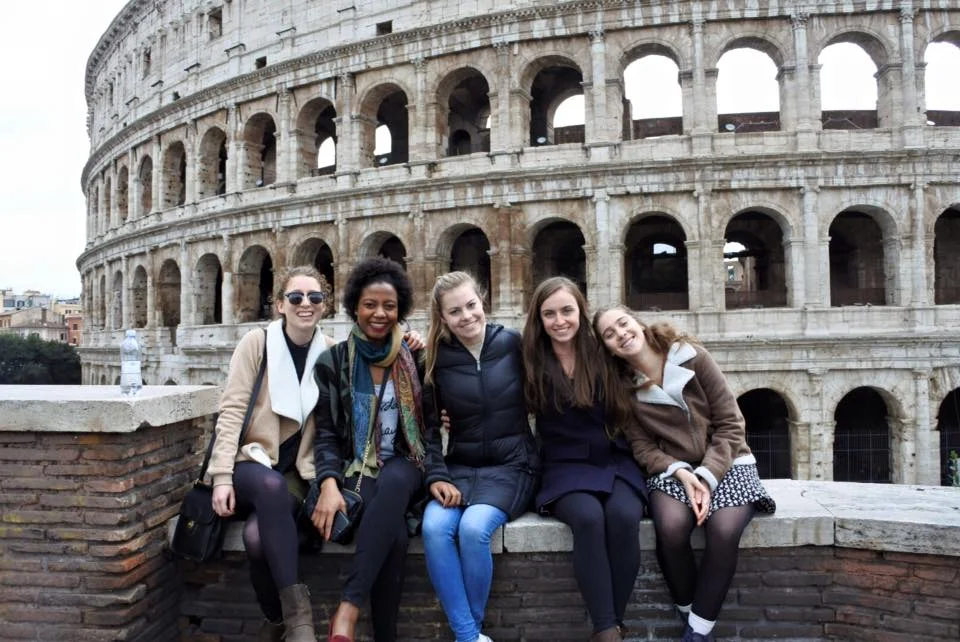 Mysha (second from right) and friends at the Colosseum
