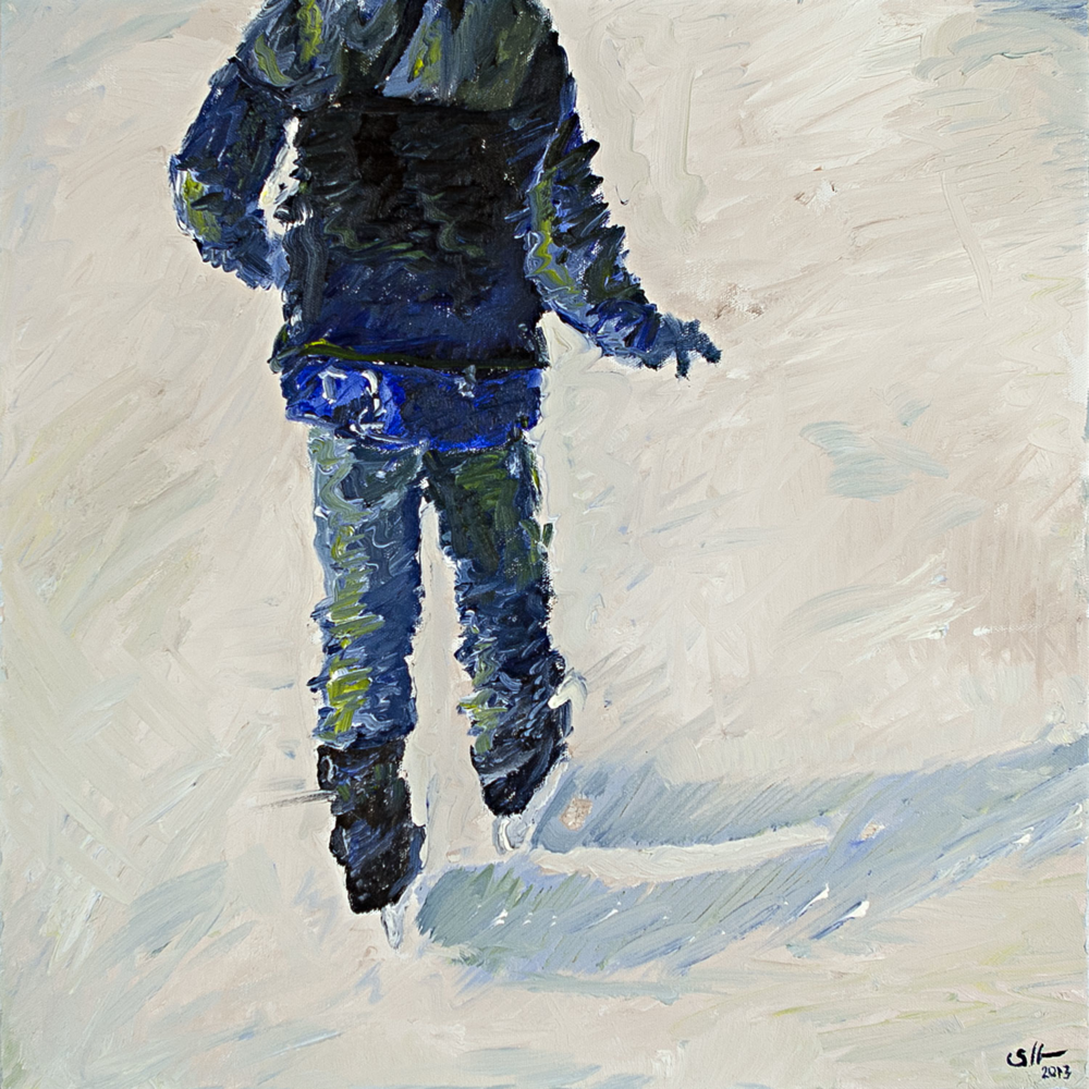 Connor Ice Skating oil on canvas 30" x 30"