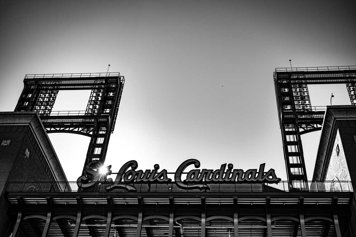 St Louis Wall Art Black and White: The St Louis Cardinals Clock in Busch  Stadium