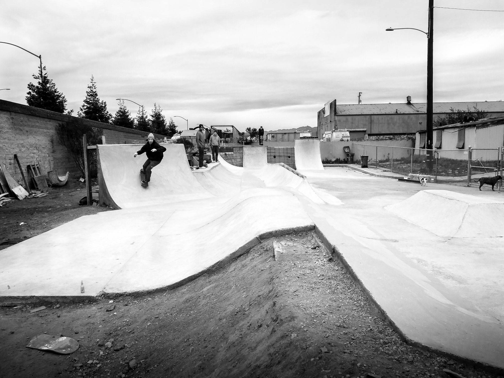 December, 2013. The Beginning. A freeway to the left, Bob's junkyard to the right, and in back a recycling waste yard.