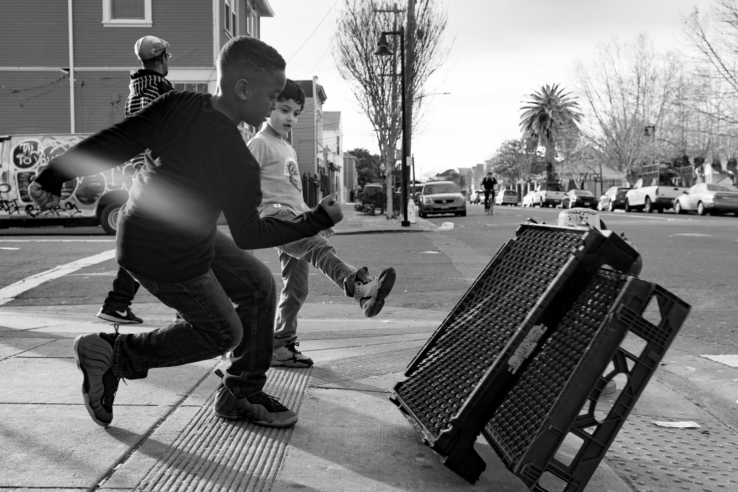 Antoine, a local kid, practicing his moves.