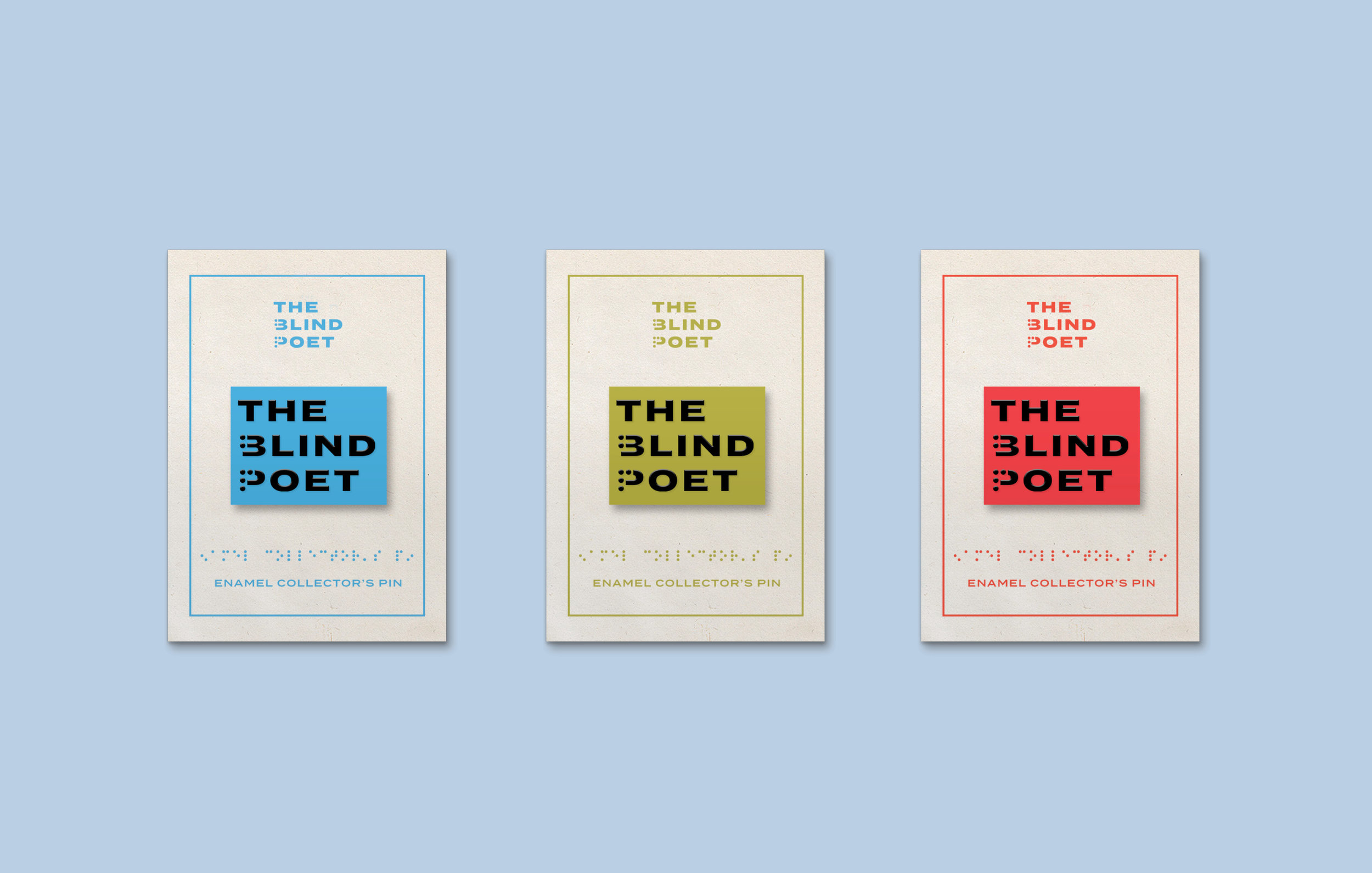 Merchandise to support The Blind Poet’s upcoming American tour was created, using red, green and blue - the colors that correspond to the color-sensitive cones in the retina of the human eye.